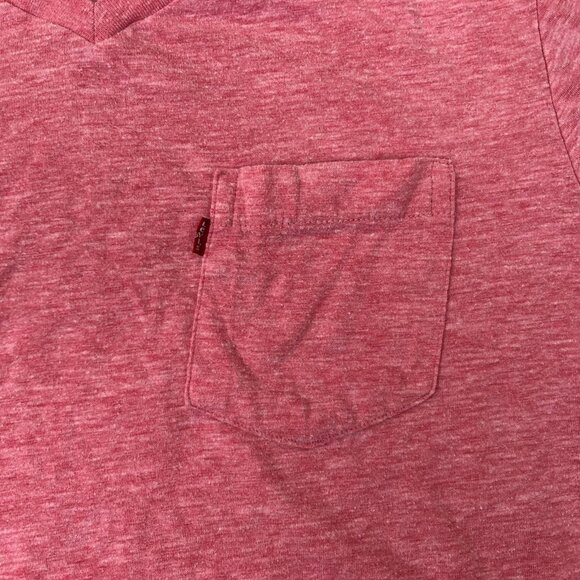 Levi's Women's T-Shirt Large Pink Heathered Short Sleeve Pullover V-Neck Pocket - Picture 7 of 10